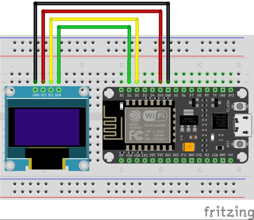 YouTube Channel Statistics Display with NodeMCU Wiring Diagram