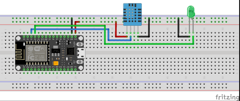 DHT11 with Adafruit Wiring diagram