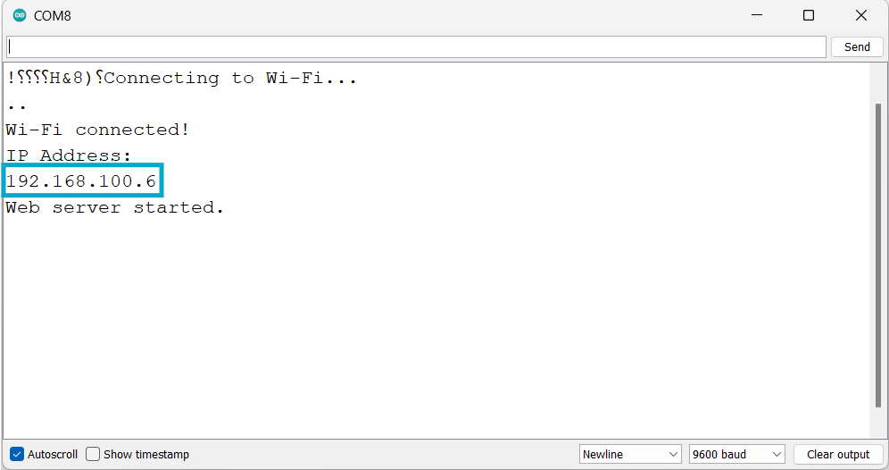 ESP32 web server serial monitor