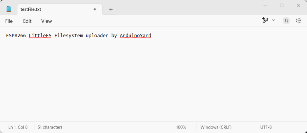 Text file to be loaded in ESP8266 LittleFS