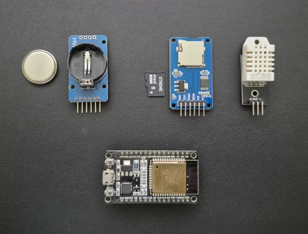 Components for ESP32 MicroSD Data Logger